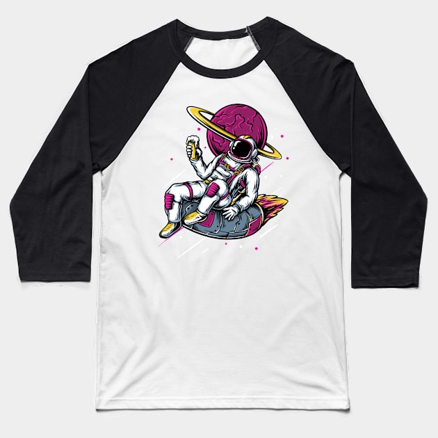 Colorful Astronaut Galactic Harmony Baseball T-Shirt by neverland-gifts
